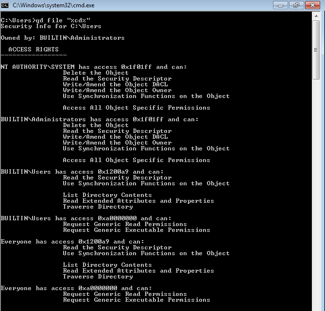 QueryDacl Directory Output