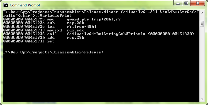 DisAsm x64 Output